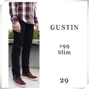 Gustin 99 Slim Legs Jeans Raw Black RN116699 Selvedge Denim Size 29